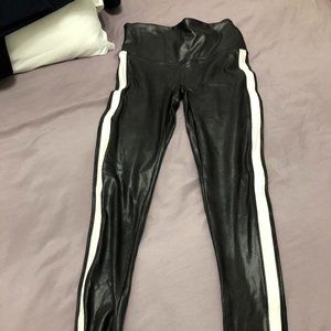 Spanx Faux Leather Leggings, with stripe